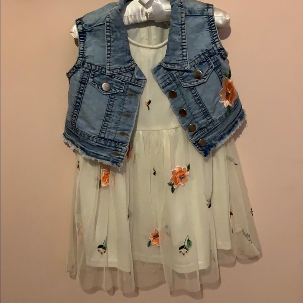 Floral dress with Jean vest